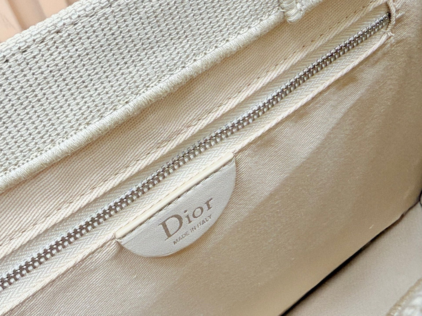CD Book Tote Bag with Strap Beige in Embroidery 155367