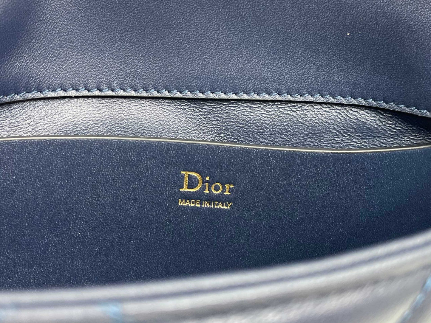 CD My Tender Top Handle Mini Bag 21cm Navy Macrocannage Leather 159474