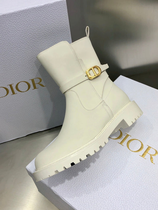 CD Empreinte Ankle Boots 1.5CM Buckle Milky White Leather 965383