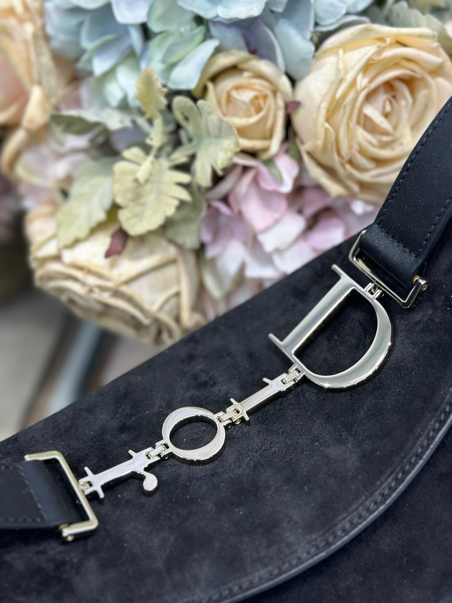 CD 26s Medium Diorly Bag Black Suede 288359