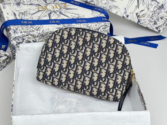 CD Oblique Beauty Case 24cm Blue Jacquard