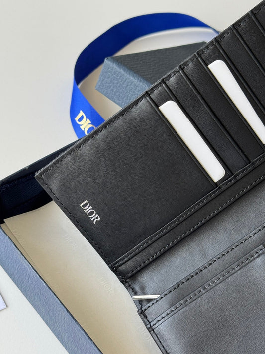 CD Long Vertical Wallet Black Jacquard Cowhide