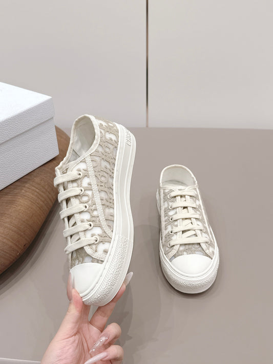 CD Walk'n'Dior Sneaker White Taupe Cotton Mesh 739320