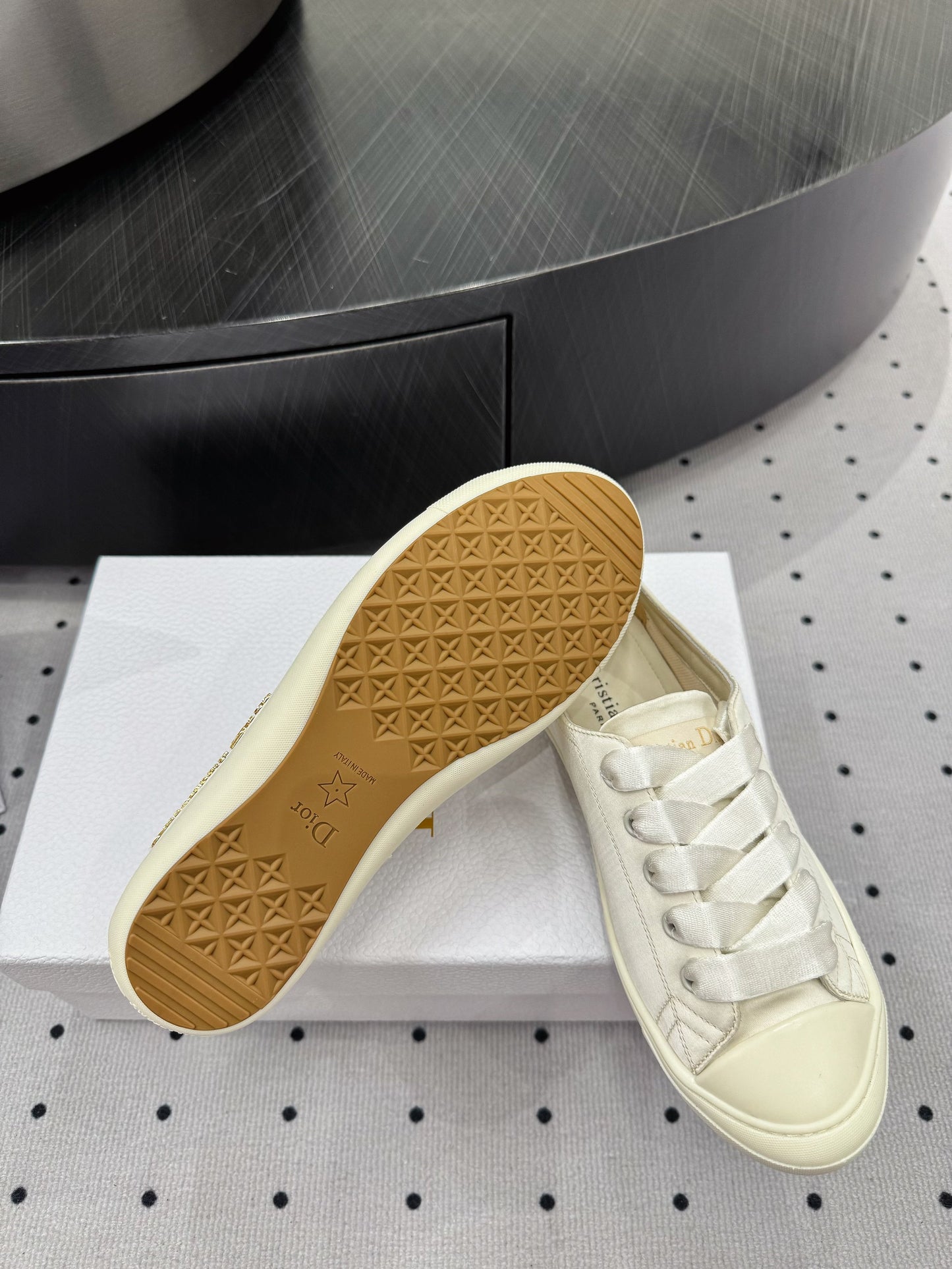Dior Lucky Sneaker Ivory Satin 618069