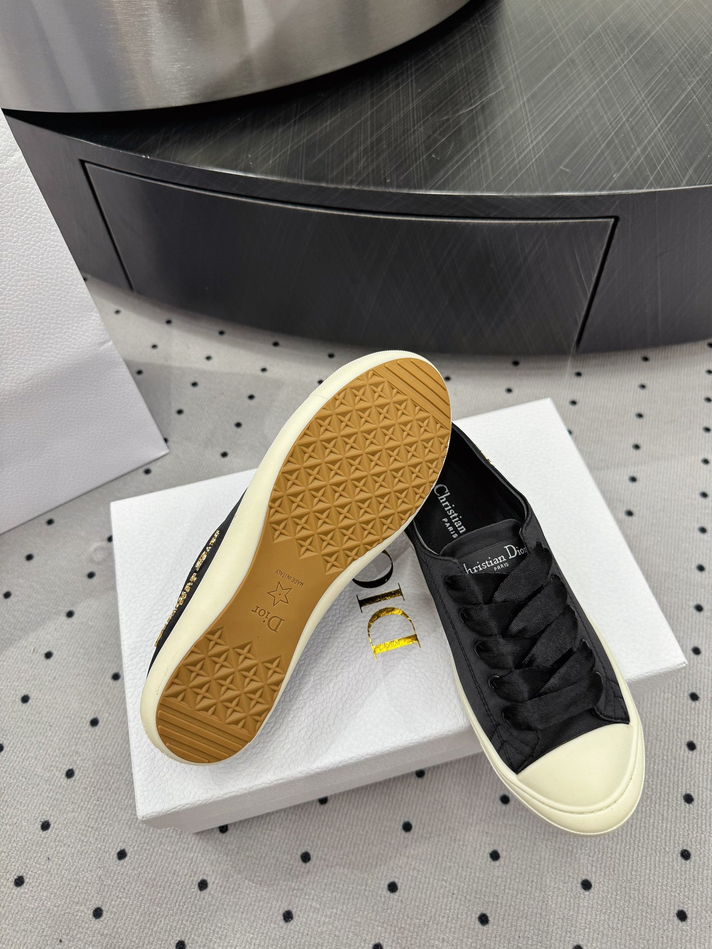 Dior Lucky Sneaker Black Satin 618071