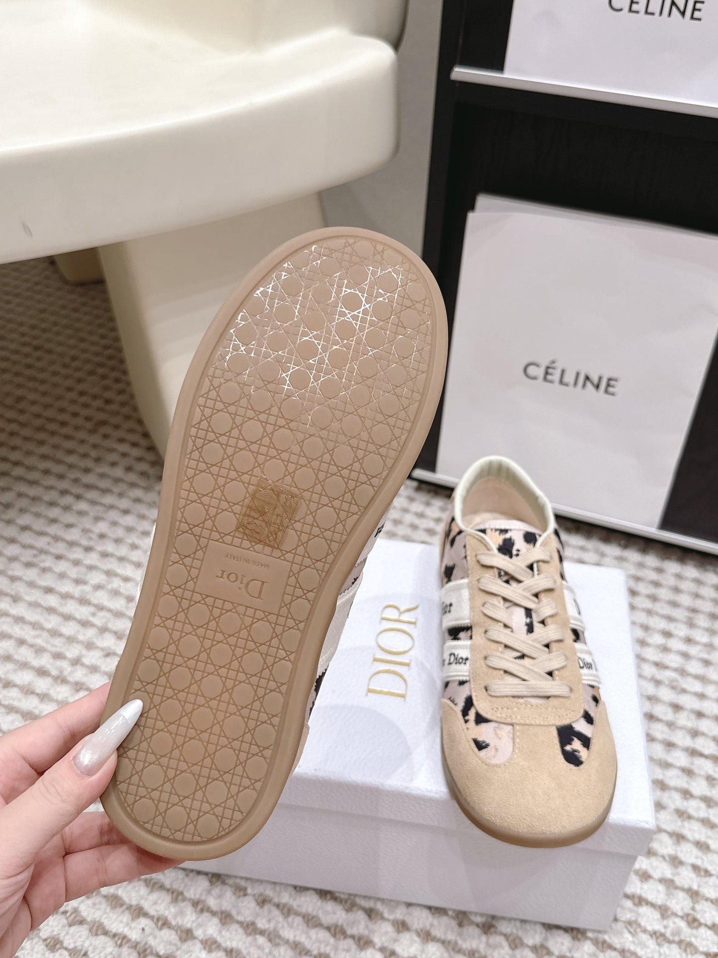 CD Ribbon Sneaker Khaki Canvas Suede 930296
