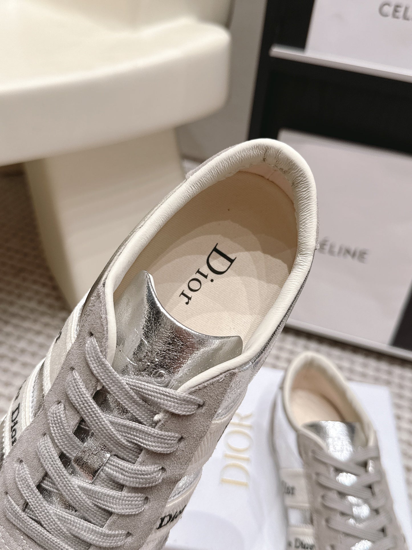 CD Ribbon Sneaker Sliver Suede Leather 930297