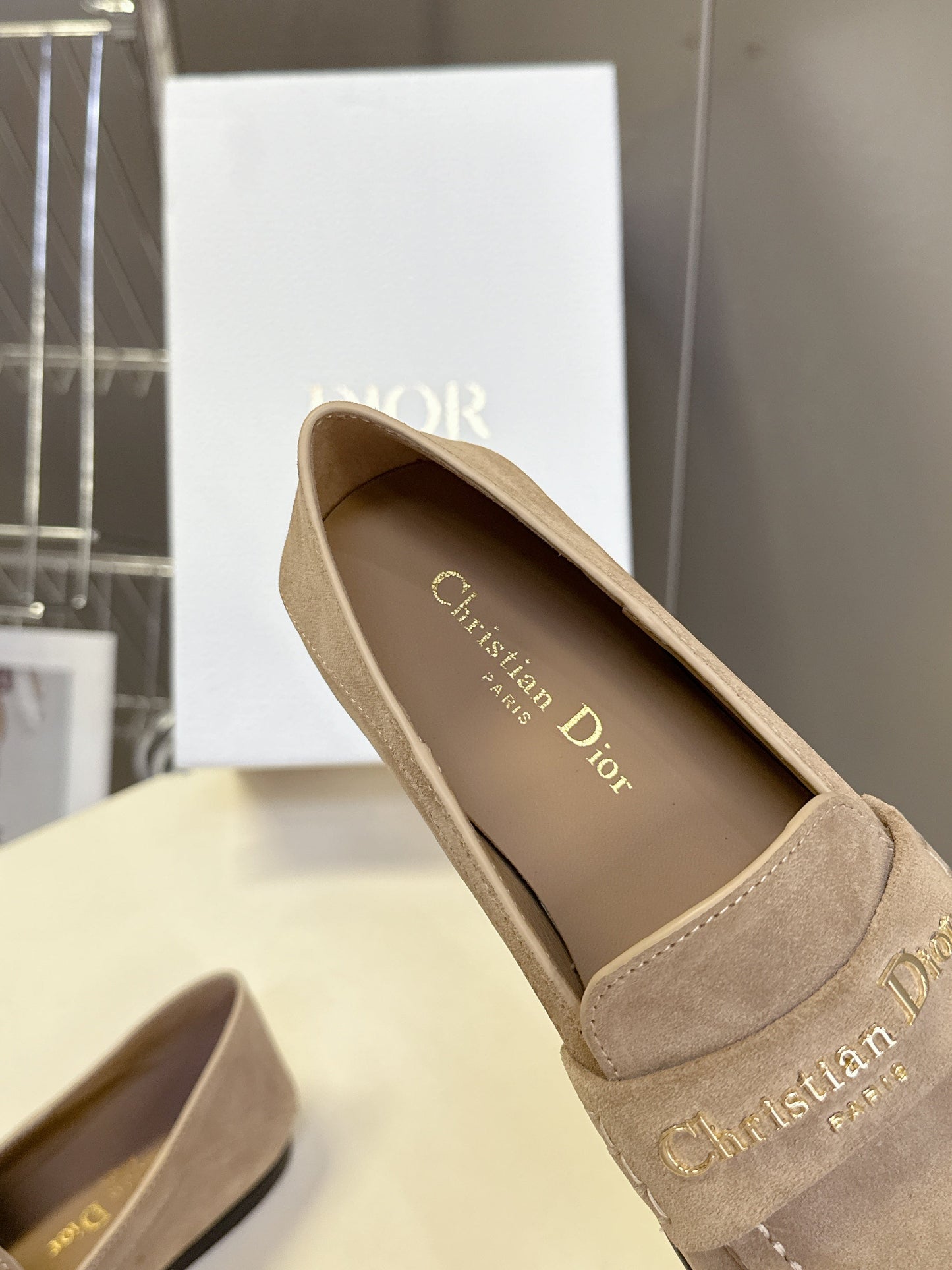 CD Boy Loafer Rope 5mm Beige Suede Calfskin 492542