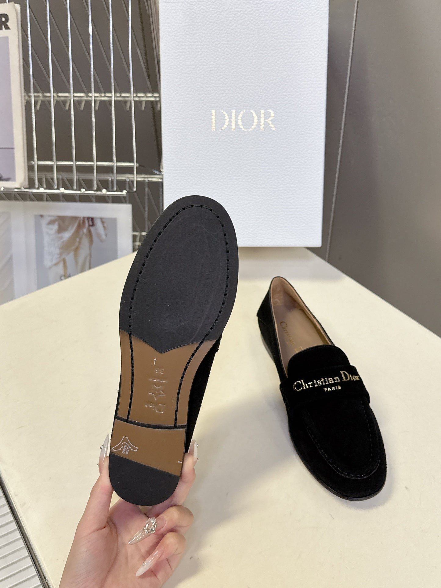 CD Boy Loafer Rope 5m Black Suede Calfskin 492541
