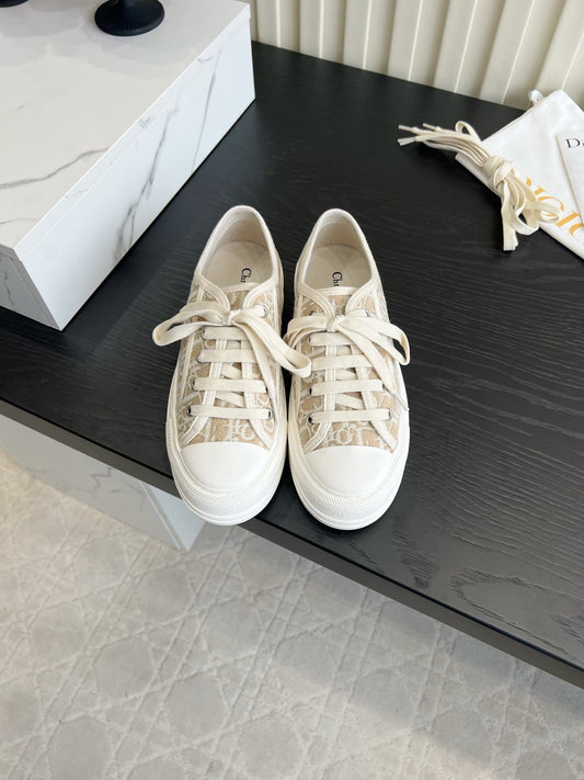 CD Dioriviera Walk'n'Dior Sneaker White Taupe Cotton 851243