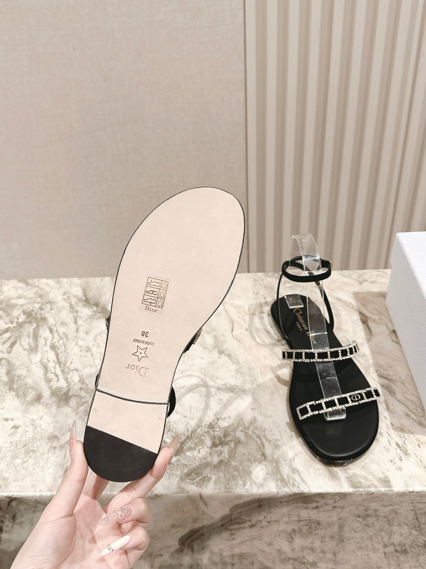 CD Diorissime Sandal Black Lambskin 483070