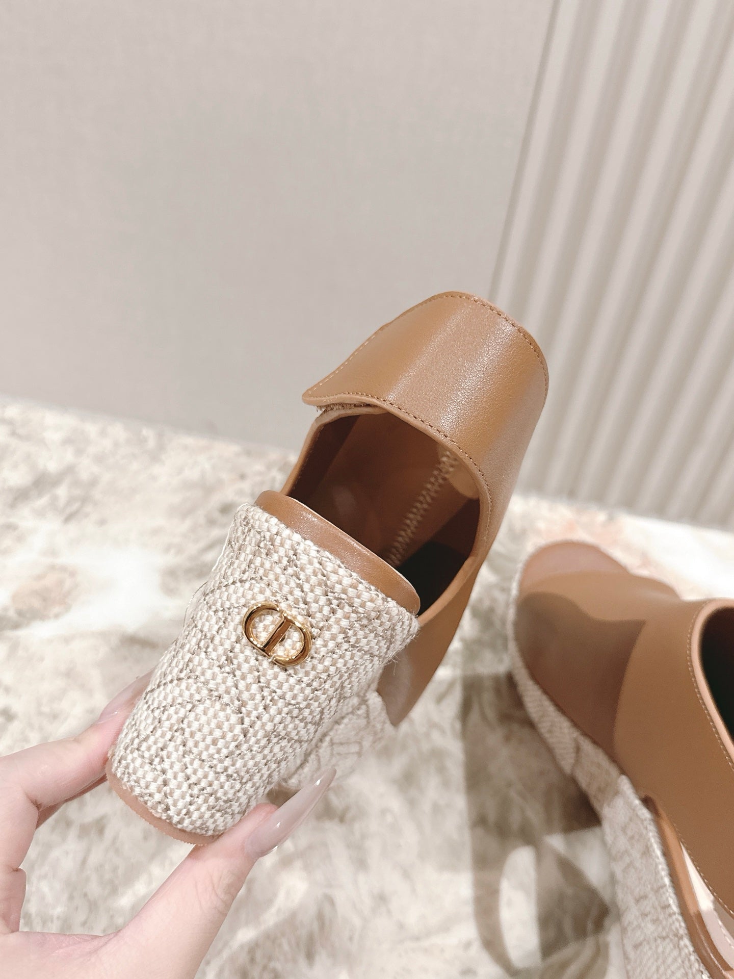 CD Attitude Wedge Sandal 85mm Camel Calfskin 483088