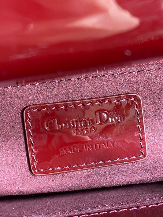 Dior 2026 Bow Lady Dior 20cm Red Patent Leather 289215