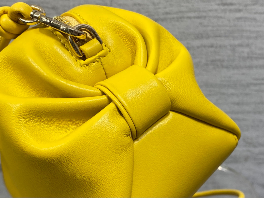CD Bow Pouch Yellow Lambskin 286625