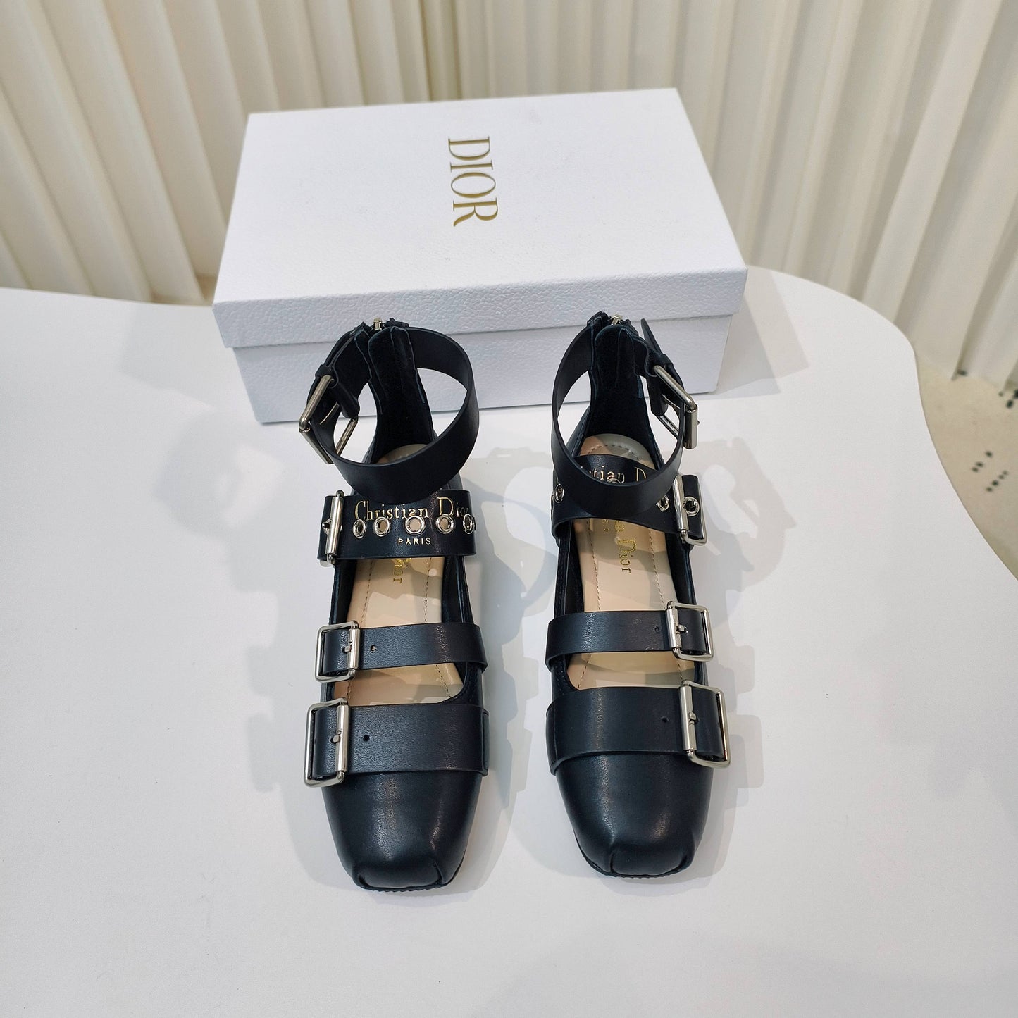 CD 26s Punk Ballet Flats Black Leather 927876