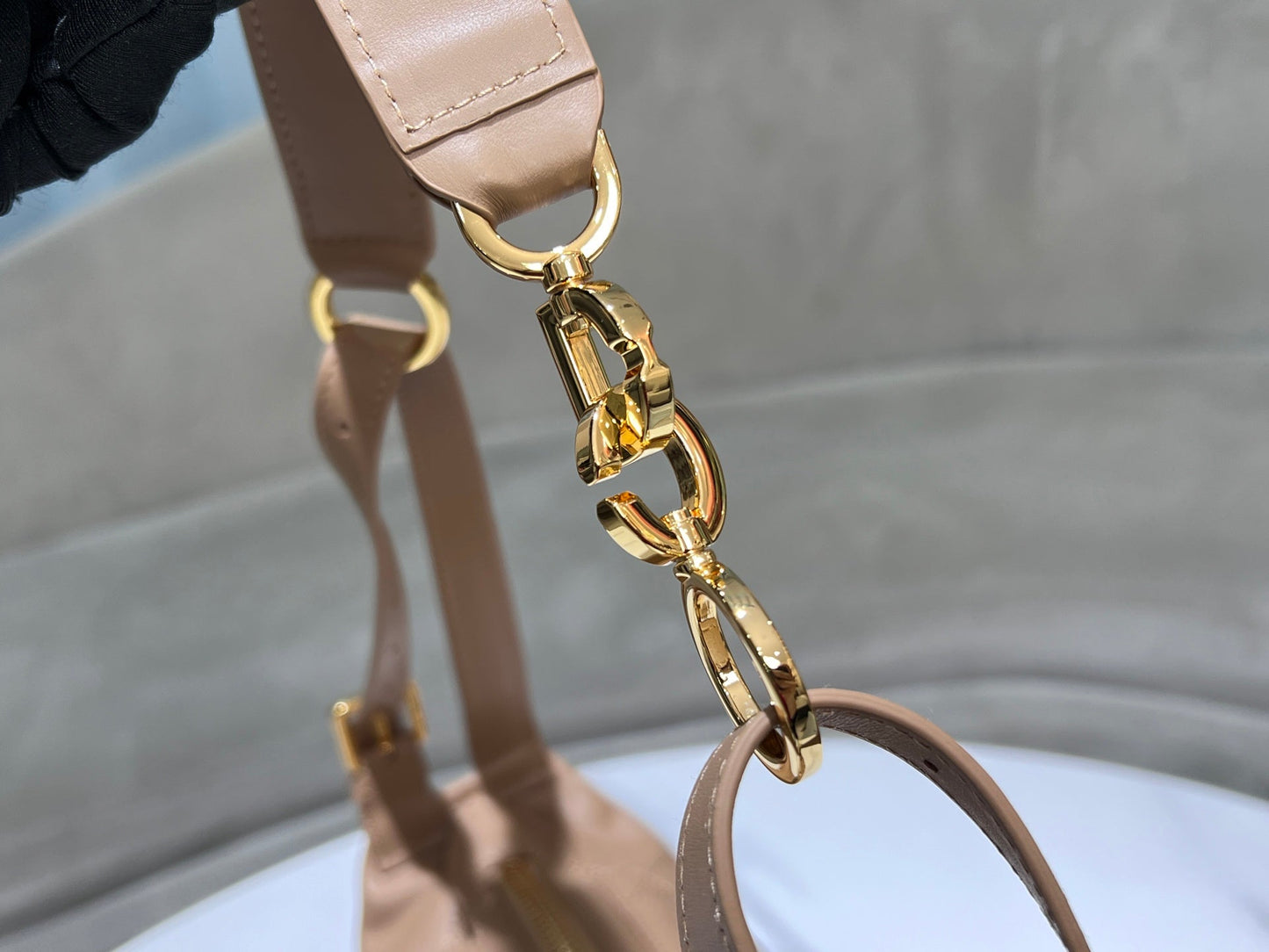 CD Hobo Bag 23 With Chain Nude Pink-Beige Calfskin