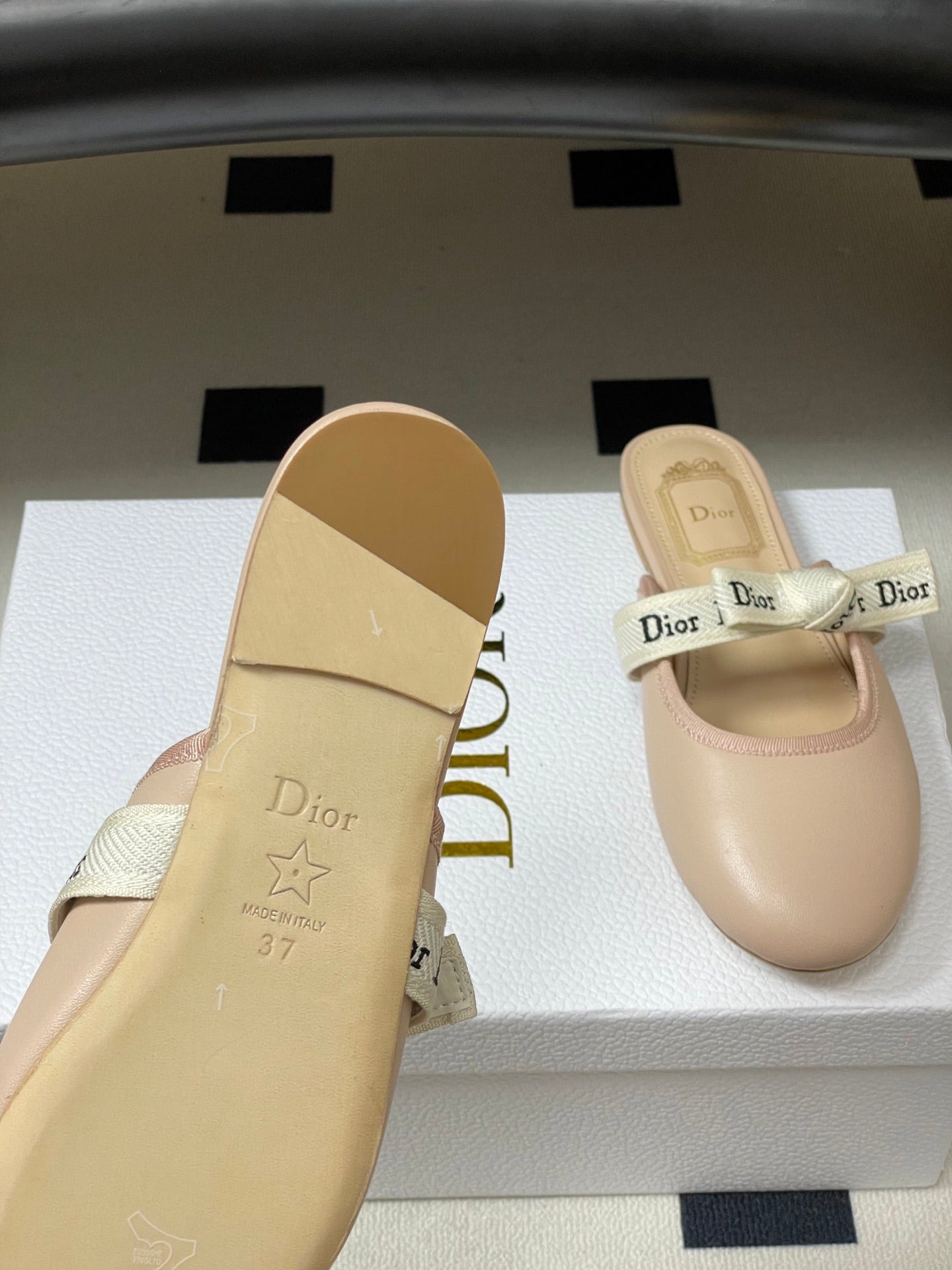 CD J'Adior Mules Light Blue Beige Leather Suede 834934