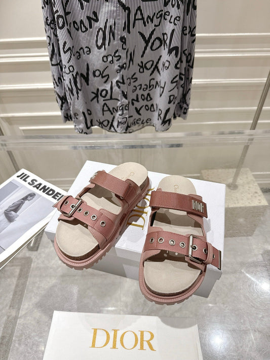 CD 26s Double-Strap Slide Sandals Pink Calfskin 919014
