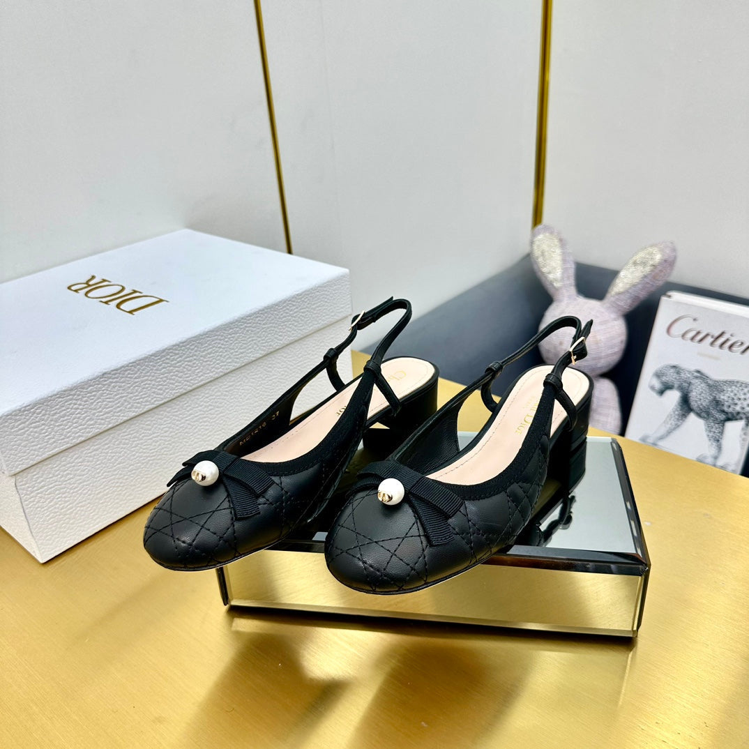 CD Ballet Slingback Pump 35MM In Black Quilted Calfskin 111035