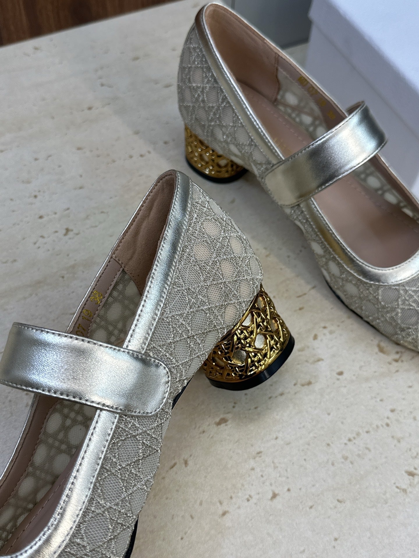 CD 26 Lolita High Heels 40 Sliver Mesh Gold 633051