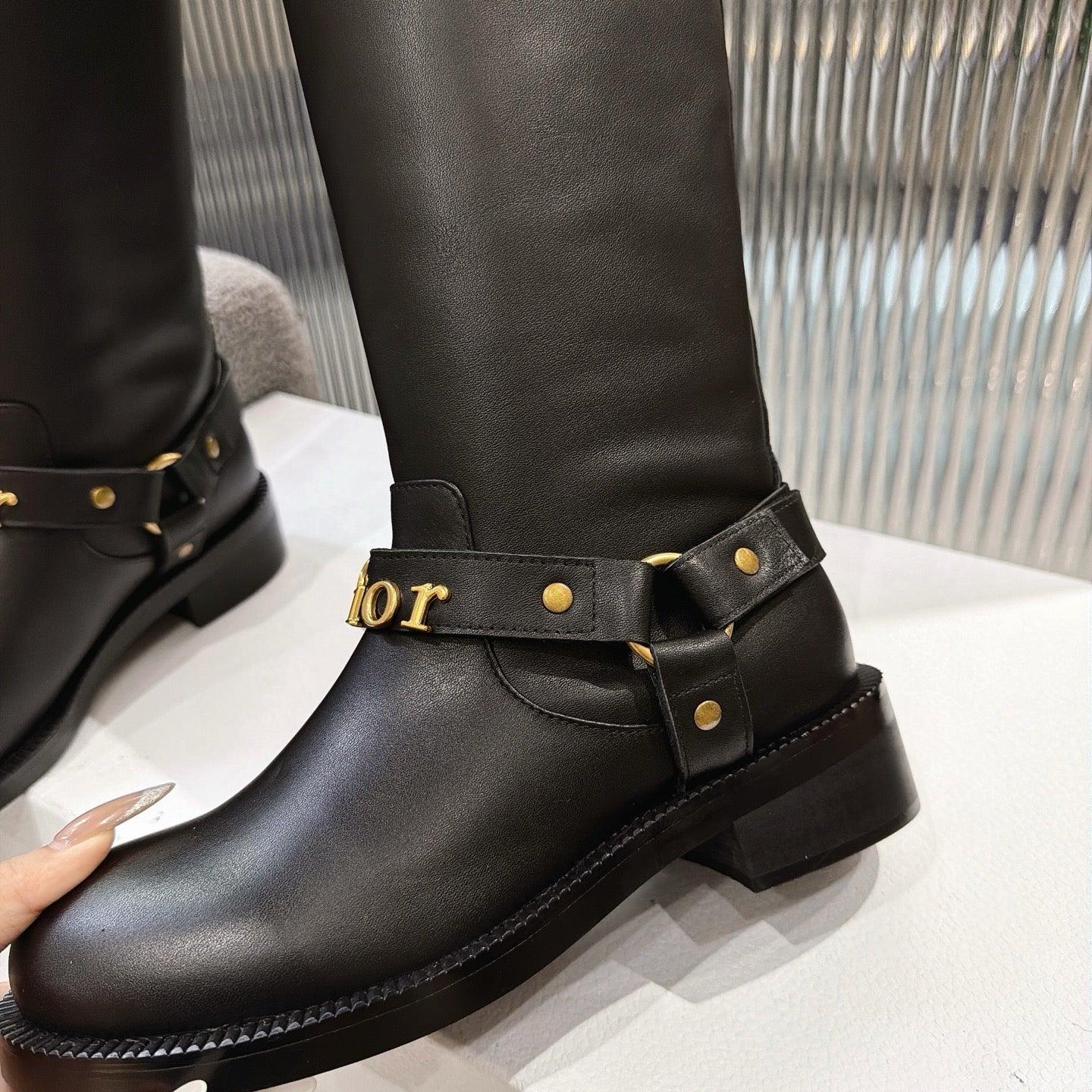 CD 26s Bolt Long Boot Black Calfskin 924107