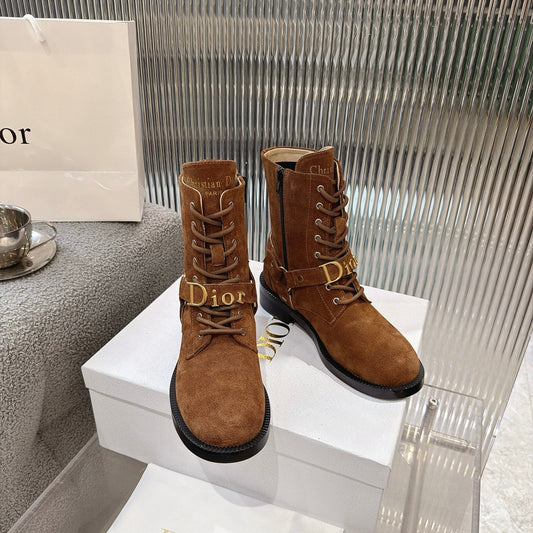 CD 26s Lace-Up Knee- Ankle Boots Brown Suede 924102