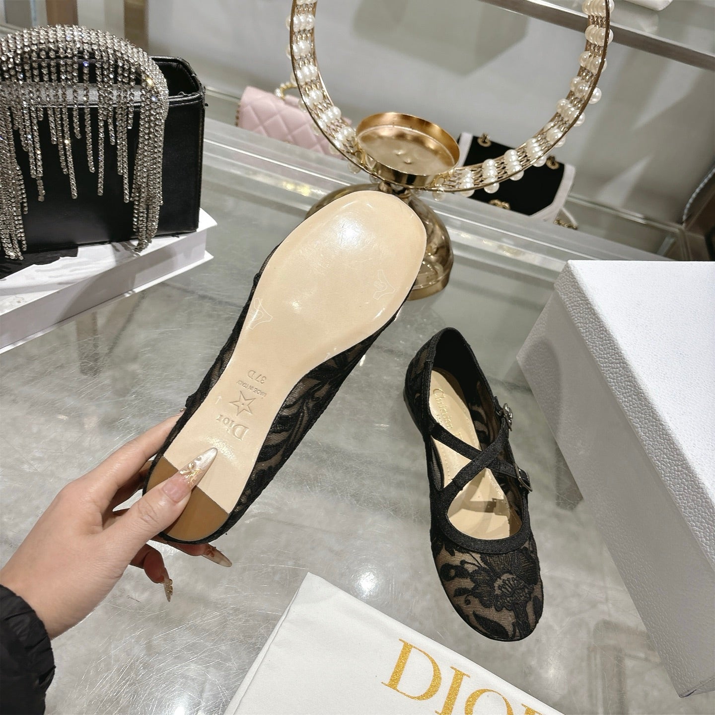 CD Very Ballet Flat Black Lace 679839