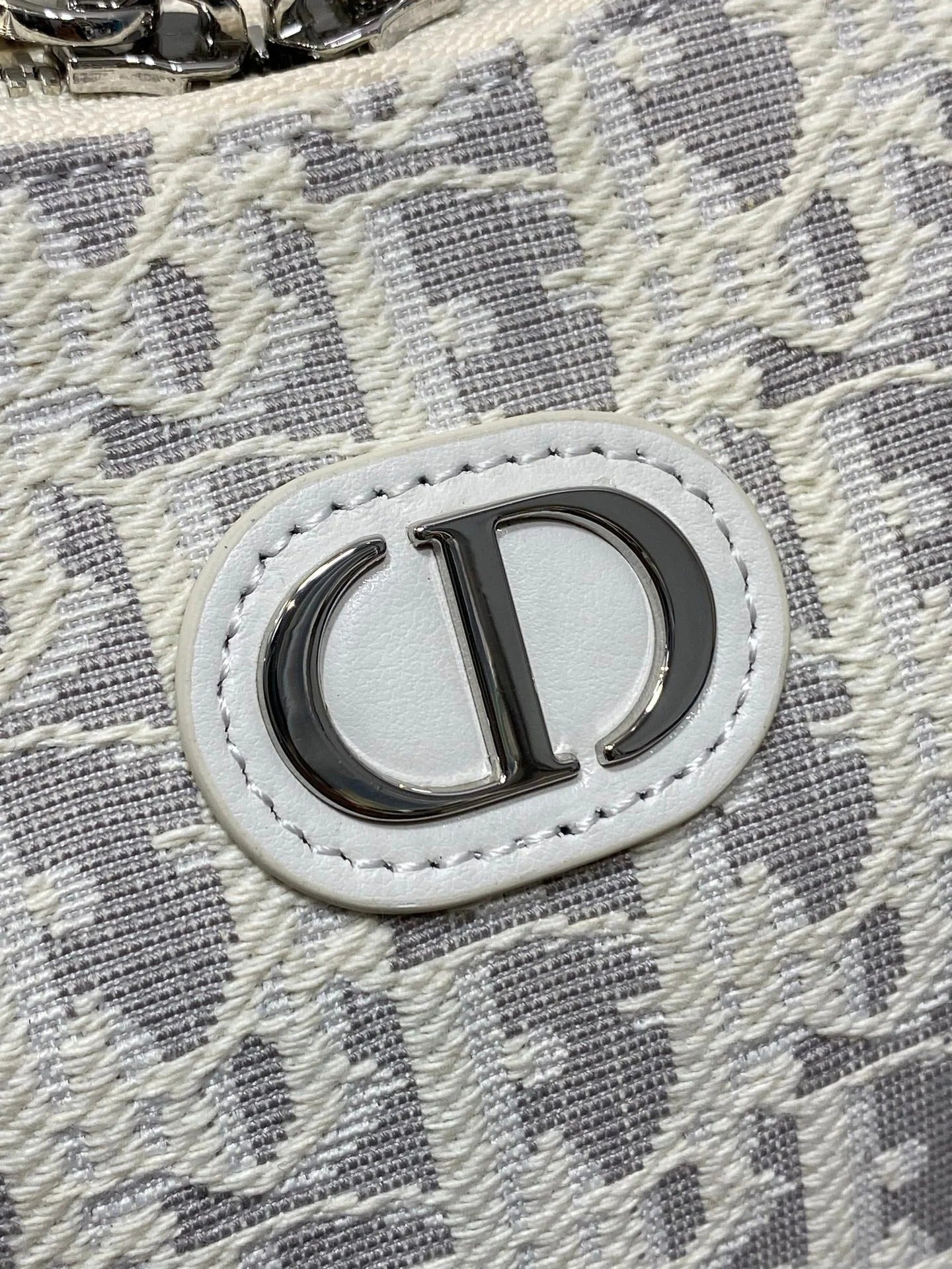 CD Diorling 19cm Bag White Grey Cotton Calfskin 289144