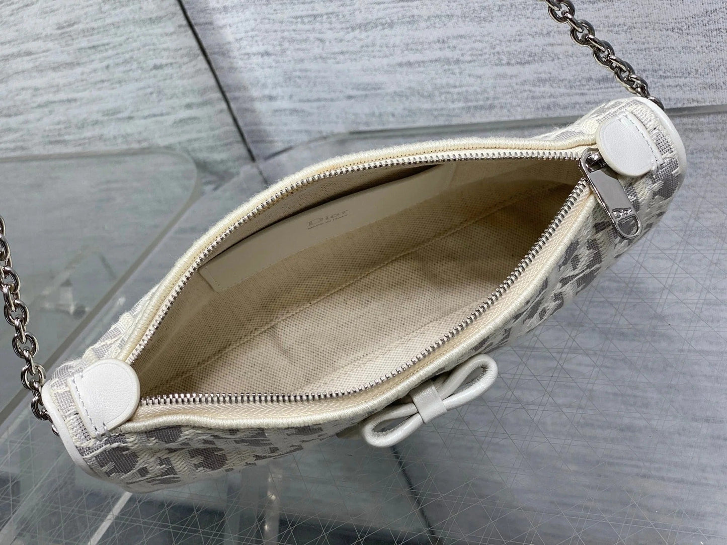 CD 2026 Promenade 22cm Bag White Grey Cotton Calfskin 289146