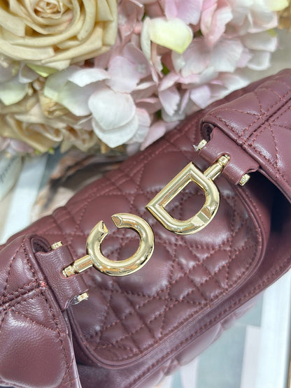 CD Lady Dior Shoulder Bag 27cm Burgundy in Sheepskin 155556