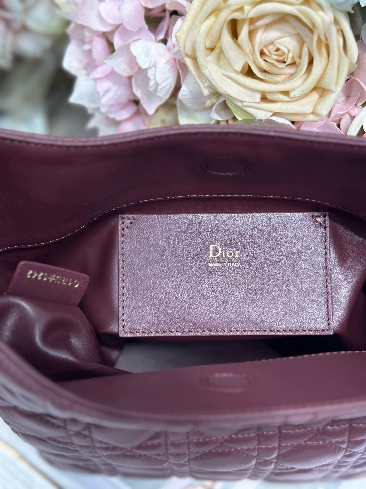 CD Lady Dior Shoulder Bag 27cm Burgundy in Sheepskin 155556
