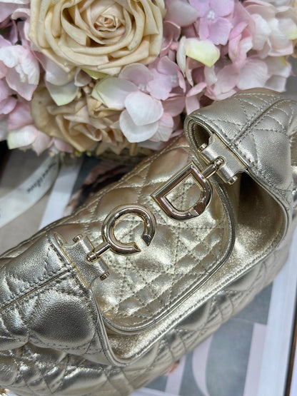 CD Lady Dior Shoulder Bag 27cm Gold Metallic in Sheepskin 155559