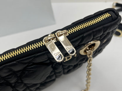CD Small Cannage Quilted Tote Bag Black Cowhide 158103