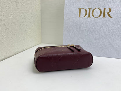 CD Cannage Vanity Chain Bag 19cm Burgundy Cowhide 158122