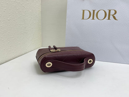 CD Cannage Vanity Chain Bag 19cm Burgundy Cowhide 158122