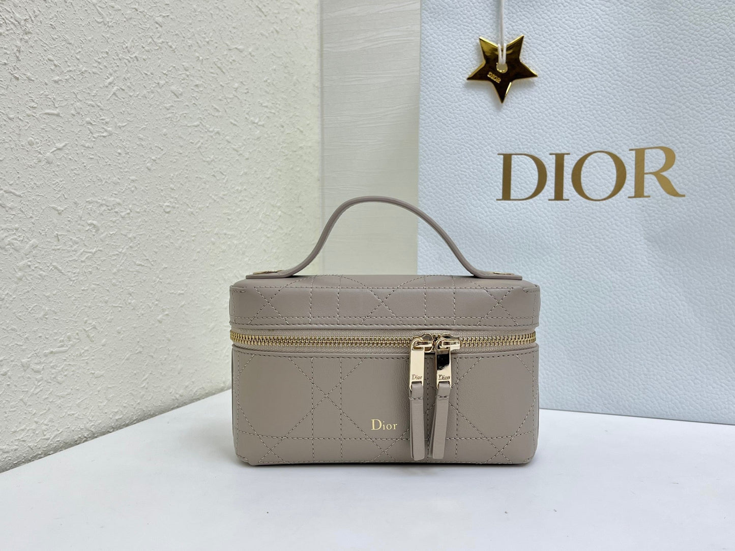 CD Cannage Vanity Chain Bag 19cm Taupe Cowhide 158119
