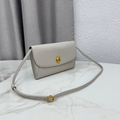 CD Médaillon Envelope Pouch 20.5cm Gris Pietro Cowhide Leather GHW 158546