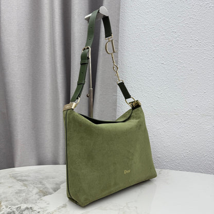 CD Diorly Shoulder Bag 31.5cm Olive Green Suede Leather 158558