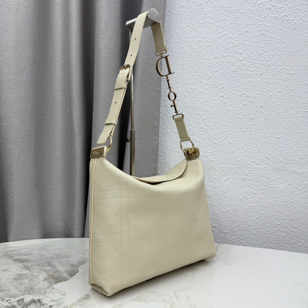 CD Diorly Shoulder Bag 31.5cm Cream Cowhide Leather 158560