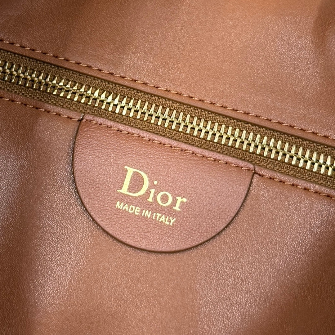 CD Diorly Shoulder Bag 31.5cm Brown Cowhide Leather 158562