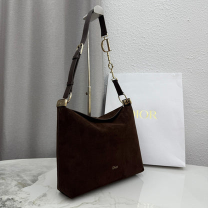 CD Diorly Shoulder Bag 31.5cm Coffe Suede Leather 158568