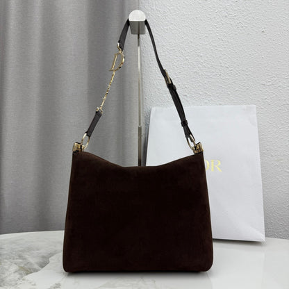 CD Diorly Shoulder Bag 31.5cm Coffe Suede Leather 158568