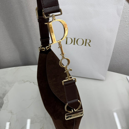 CD Diorly Shoulder Bag 31.5cm Coffe Suede Leather 158568