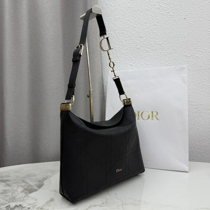 CD Diorly Shoulder Bag 31.5cm Black Cowhide Leather 158570