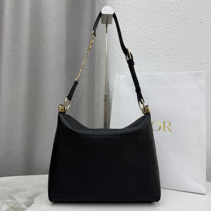 CD Diorly Shoulder Bag 31.5cm Black Cowhide Leather 158570