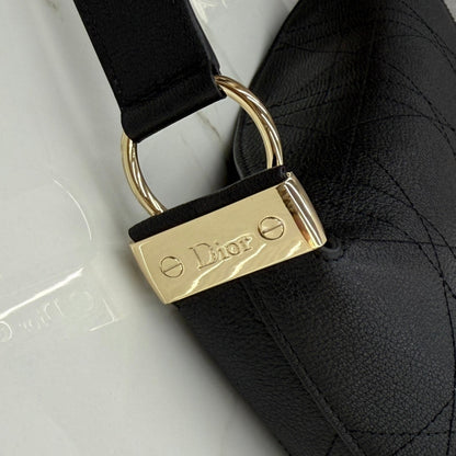 CD Diorly Shoulder Bag 31.5cm Black Cowhide Leather 158570