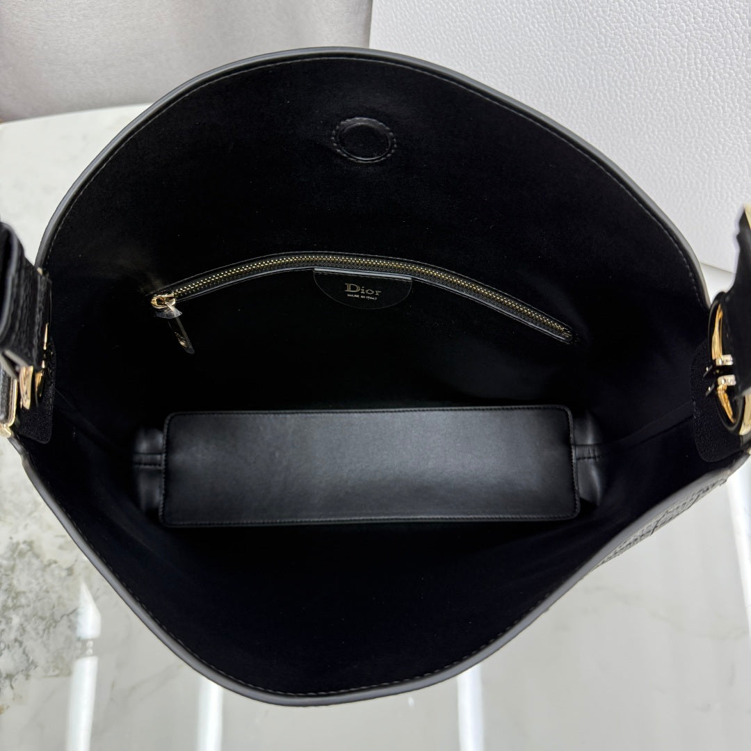 CD Diorly Shoulder Bag 31.5cm Black Cowhide Leather 158570