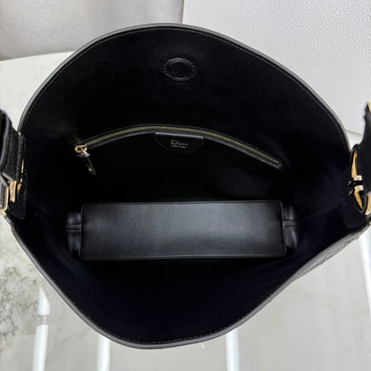 CD Diorly Shoulder Bag 31.5cm Black Cowhide Leather 158570
