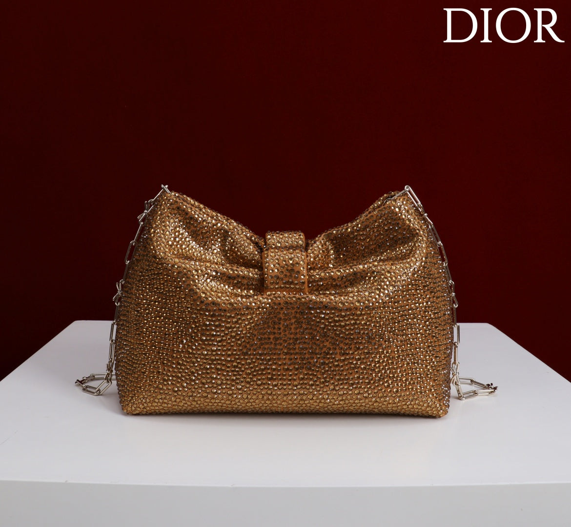 CD Small Bow Bag 27cm Gold Strass 160743