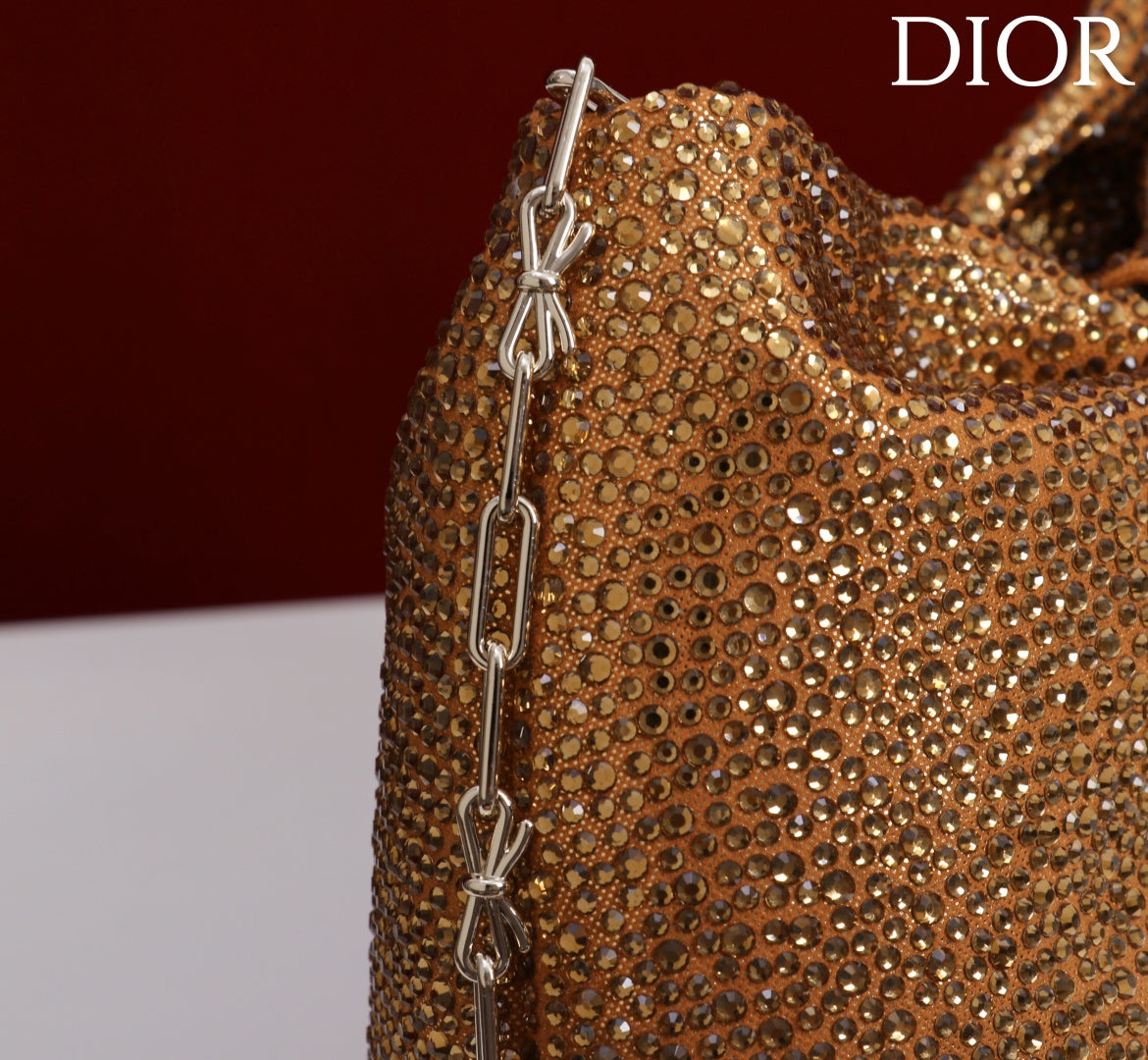 CD Small Bow Bag 27cm Gold Strass 160743